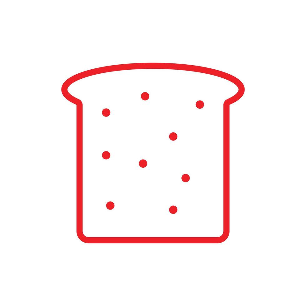 eps10 icona di contorno di fetta di pane vettoriale rossa isolata su sfondo bianco. simbolo del pezzo di pane in uno stile moderno e alla moda piatto semplice per il design del tuo sito web, interfaccia utente, logo, pittogramma e applicazione mobile