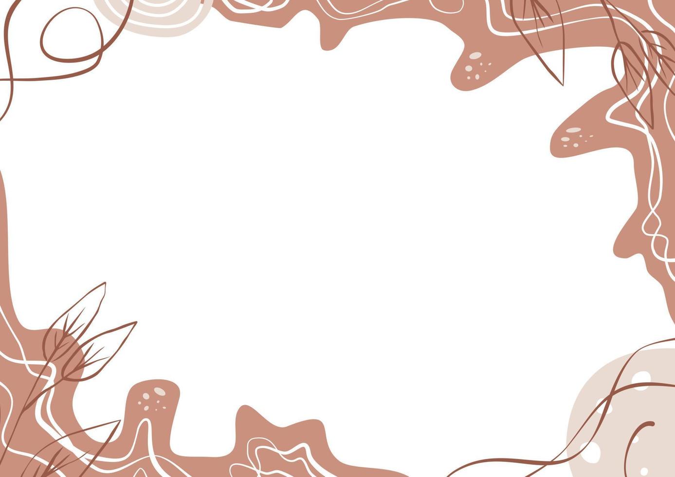 foglie, cerchio, punto e linea sullo sfondo minimo dell'onda. illustrazione vettoriale carta da parati astratta pastello.