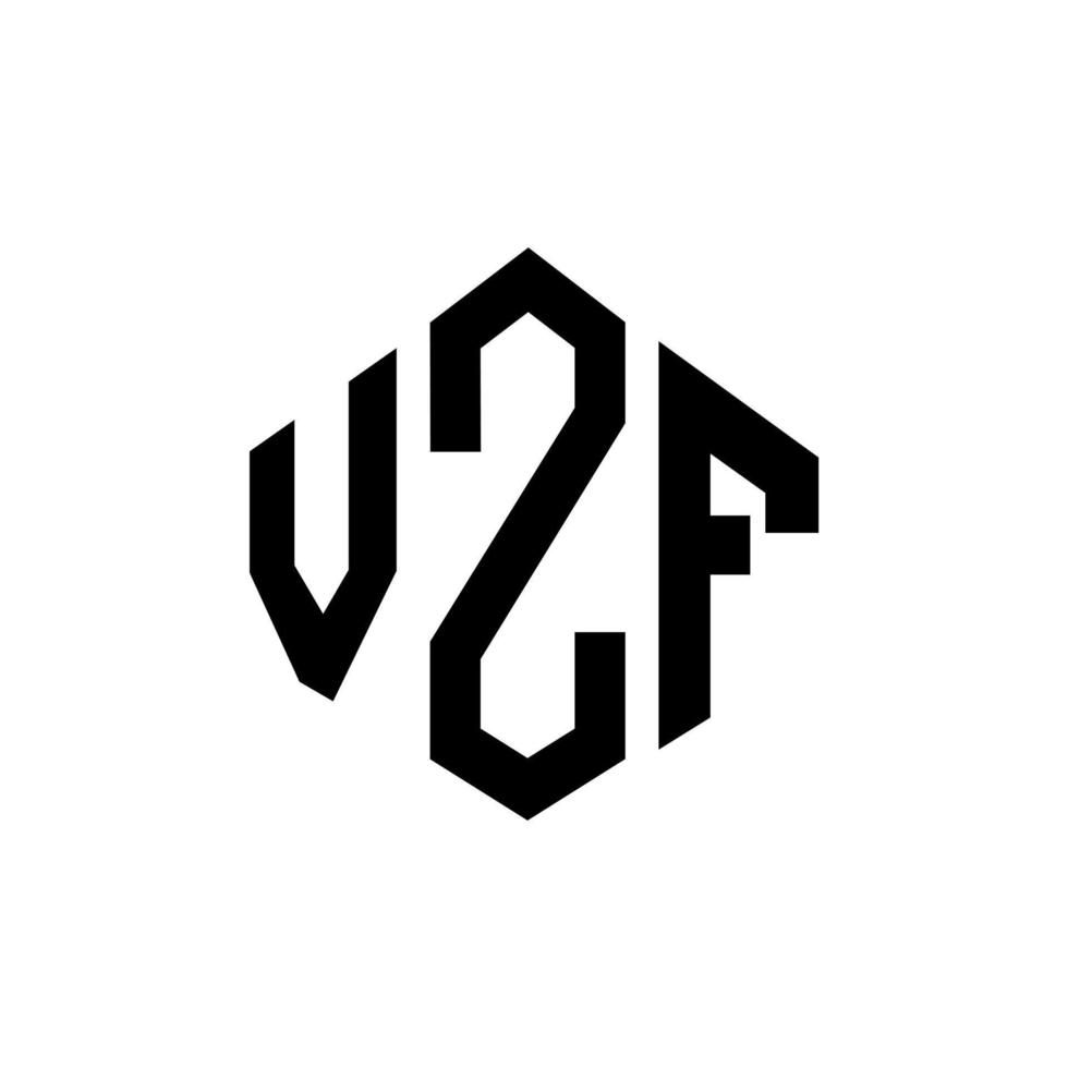 design del logo della lettera vzf con forma poligonale. vzf poligono e design del logo a forma di cubo. vzf modello di logo vettoriale esagonale colori bianco e nero. monogramma vzf, logo aziendale e immobiliare.