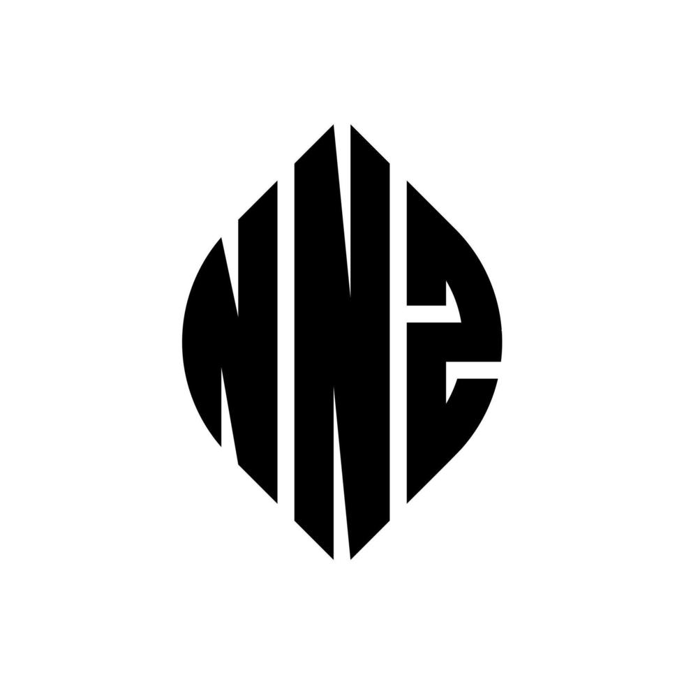 nnz circle letter logo design con forma circolare ed ellittica. nnz lettere ellittiche con stile tipografico. le tre iniziali formano un logo circolare. nnz cerchio emblema astratto monogramma lettera marchio vettore. vettore