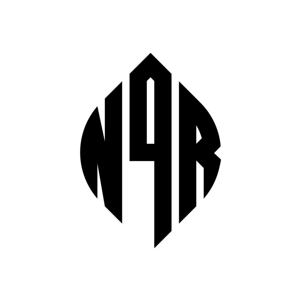 design del logo della lettera del cerchio nqr con forma circolare ed ellittica. nqr lettere ellittiche con stile tipografico. le tre iniziali formano un logo circolare. nqr cerchio emblema astratto monogramma lettera marchio vettore. vettore