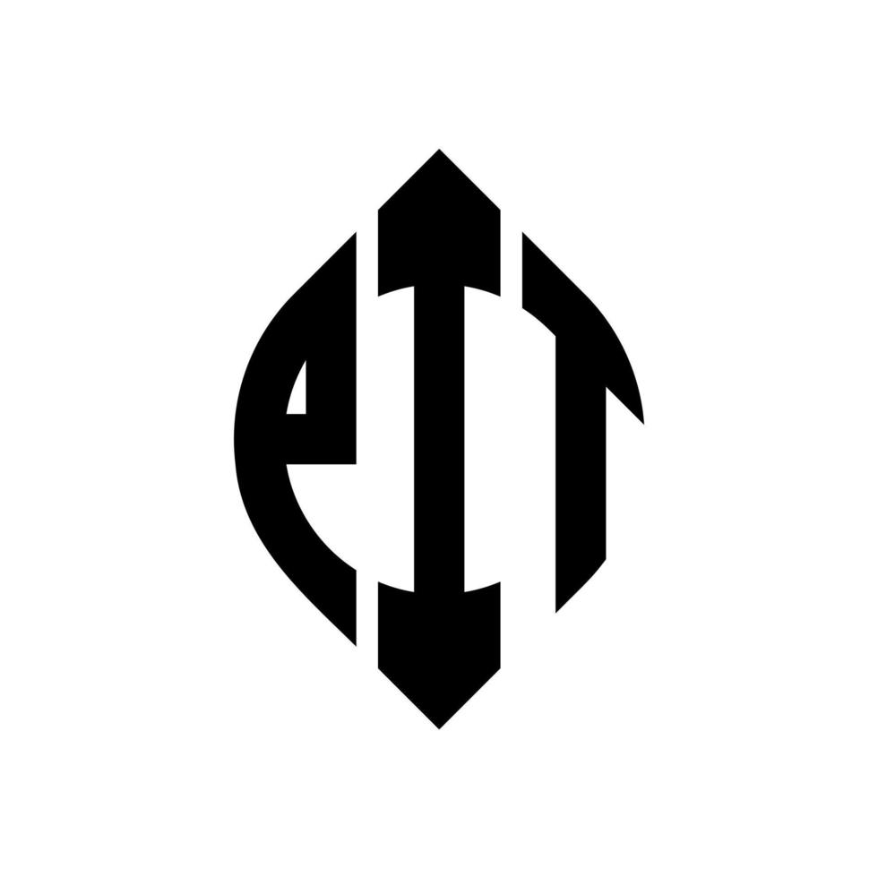 design del logo della lettera del cerchio pit con forma circolare ed ellittica. lettere ellittiche pit con stile tipografico. le tre iniziali formano un logo circolare. pit cerchio emblema astratto monogramma lettera marchio vettore. vettore