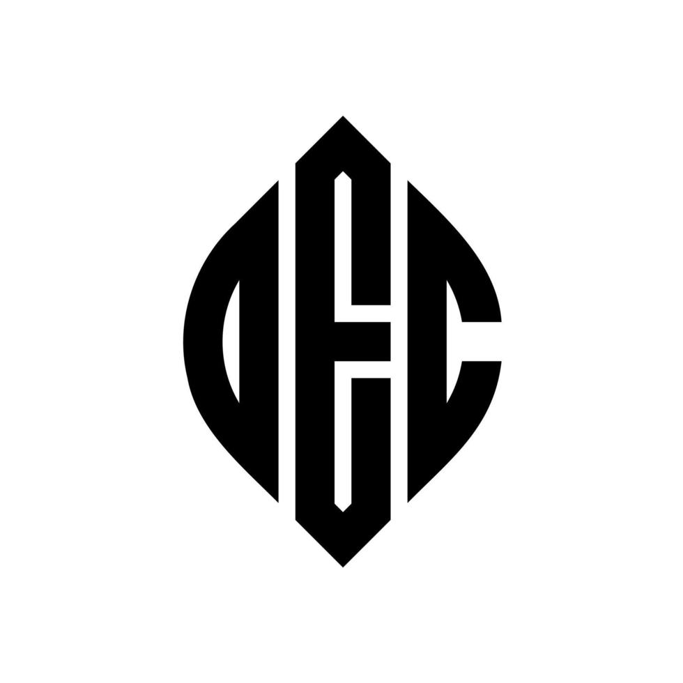 design del logo della lettera del cerchio oec con forma circolare ed ellittica. oec lettere ellittiche con stile tipografico. le tre iniziali formano un logo circolare. oec cerchio emblema astratto monogramma lettera marchio vettore. vettore