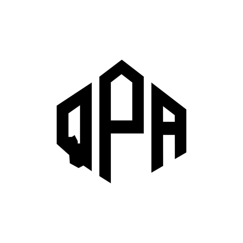 design del logo della lettera qpa con forma poligonale. qpa poligono e design del logo a forma di cubo. modello di logo vettoriale esagonale qpa colori bianco e nero. monogramma qpa, logo aziendale e immobiliare.