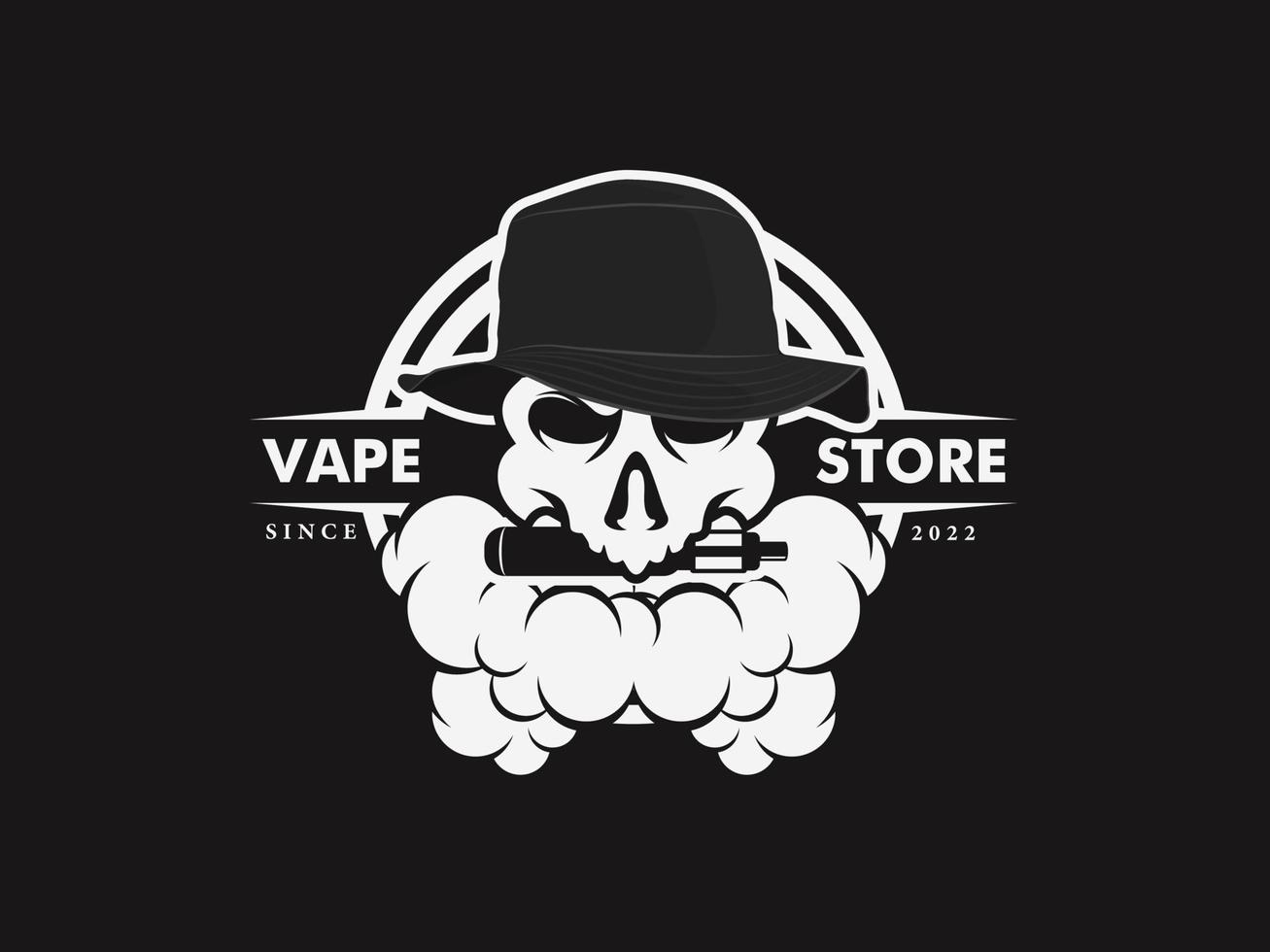 logo del vape con testa di teschio vettore