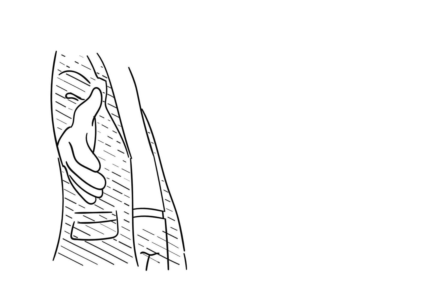 uomo d'affari che offre stretta di mano. disegno di illustrazione vettoriale disegnato a mano