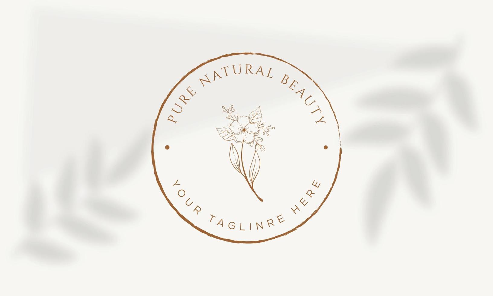 logo disegnato a mano di elemento floreale botanico con fiori selvatici e foglie. logo per spa e salone di bellezza, boutique, negozio biologico, matrimonio, designer floreale, interni, fotografia, cosmetici. vettore