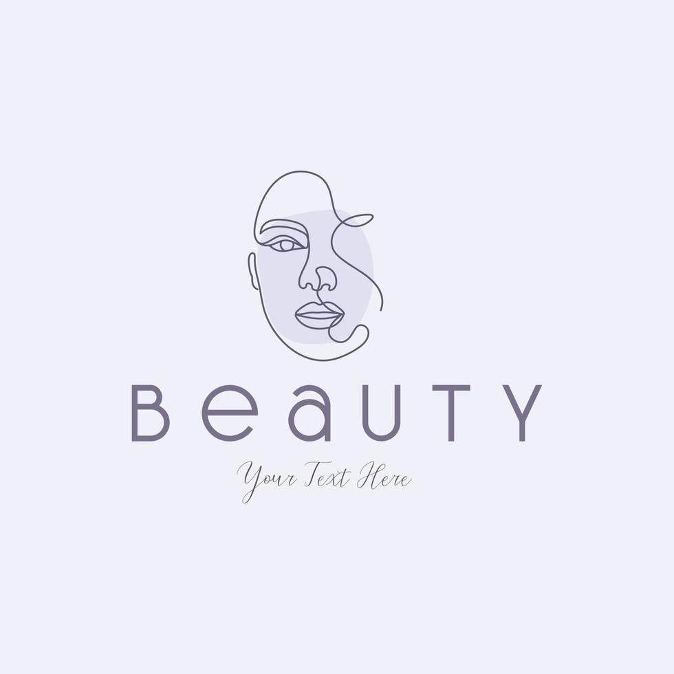 bellezza donna faccia una linea arte disegno femminile continua linea logo vettore