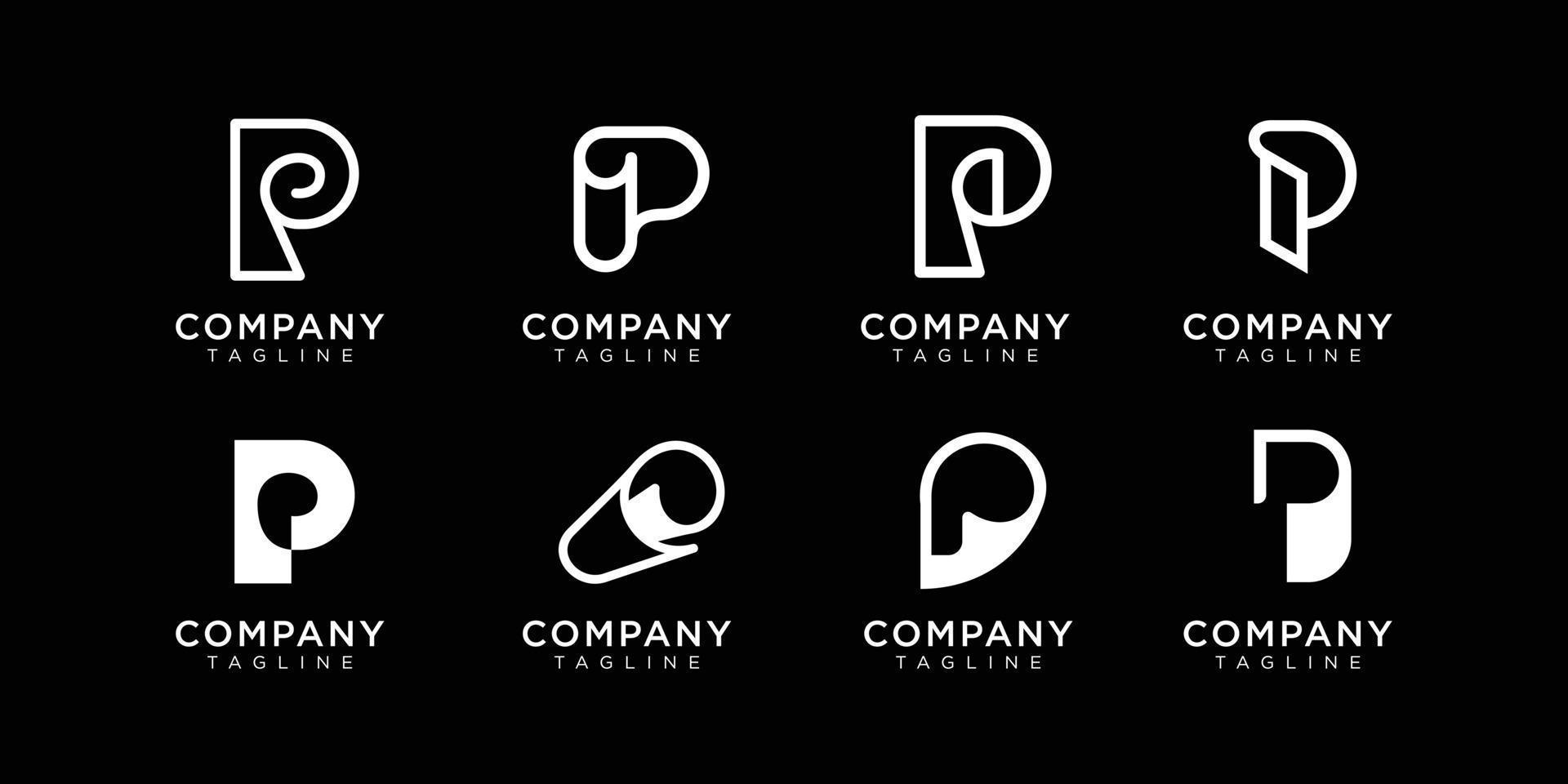set di logo di carta di p, design creativo unico, design premium.premium vettore