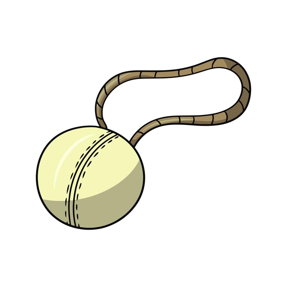 giocattolo di gomma per cani, una palla su una corda, illustrazione vettoriale in stile cartone animato su sfondo bianco