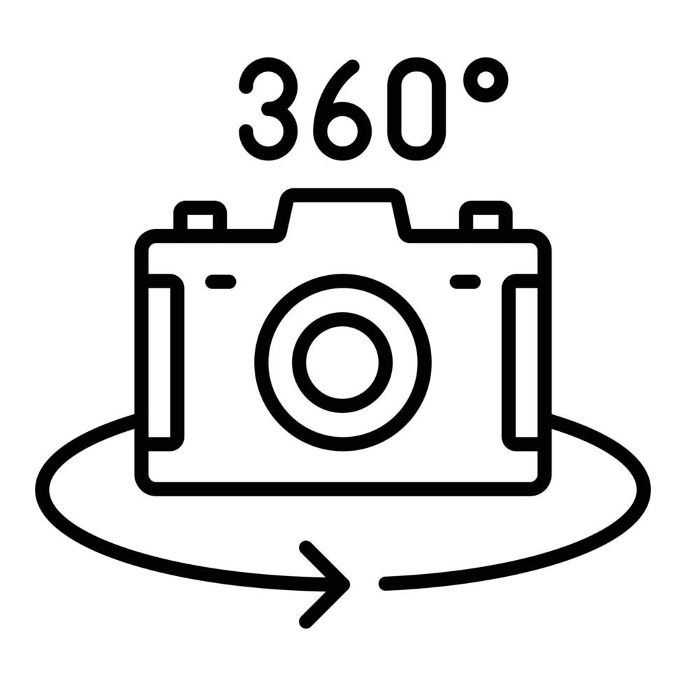 Stile dell'icona della fotocamera a 360 gradi vettore