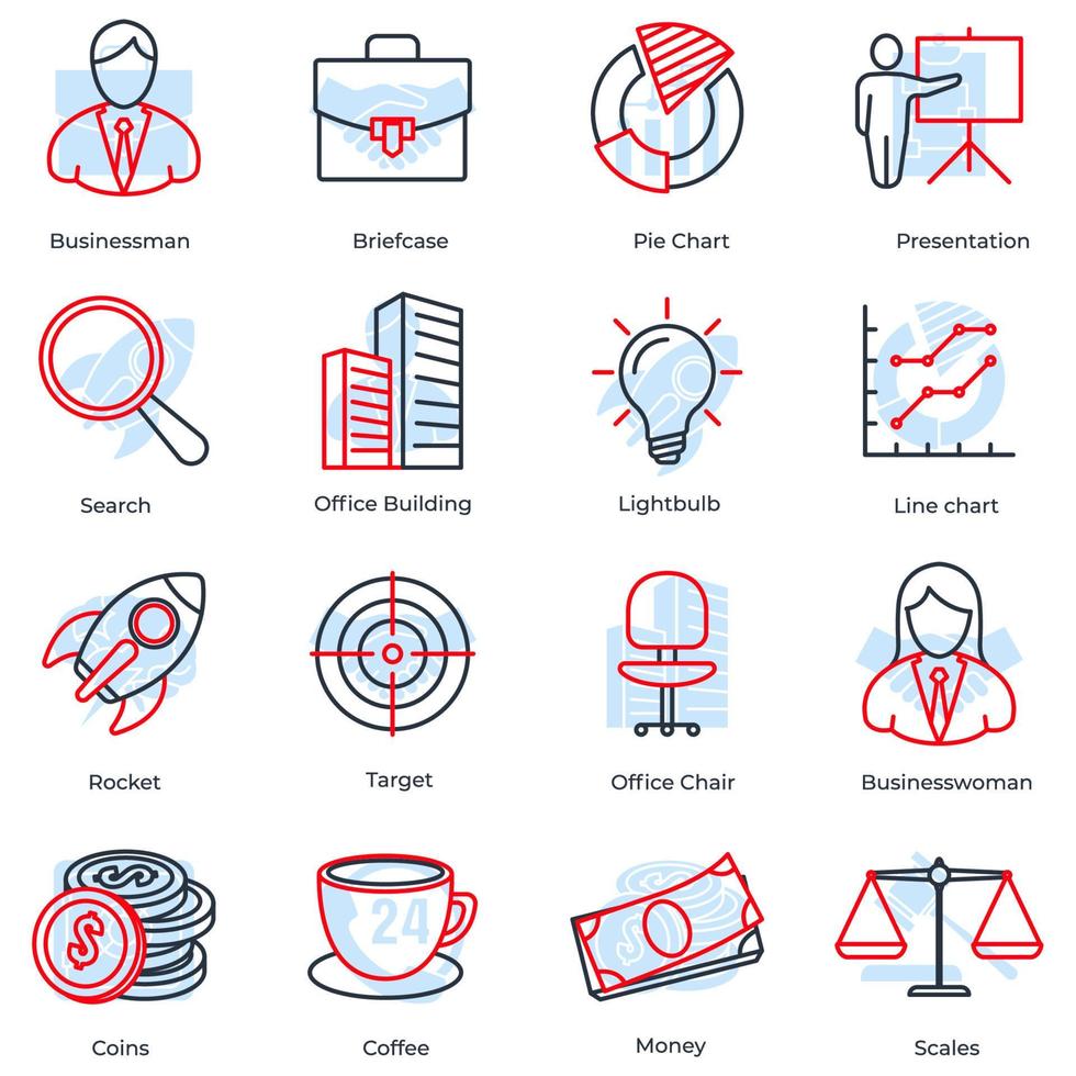 set di illustrazione vettoriale del logo dell'icona di finanza aziendale. modello di simbolo del pacchetto di finanza e contabilità per la raccolta di grafica e web design