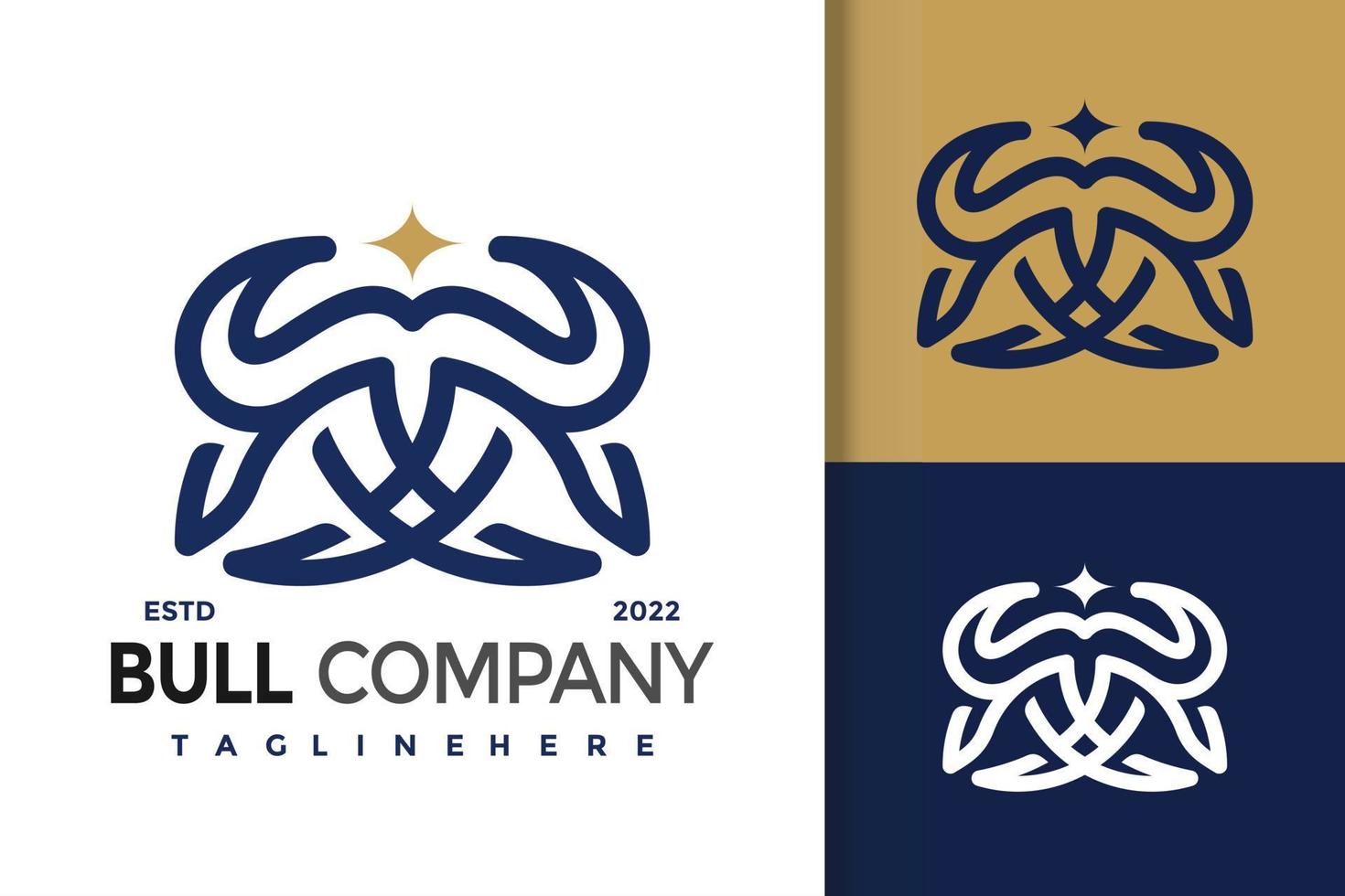 design del logo del corno di toro della stella, vettore dei loghi dell'identità del marchio, logo moderno, modello di illustrazione vettoriale dei disegni del logo