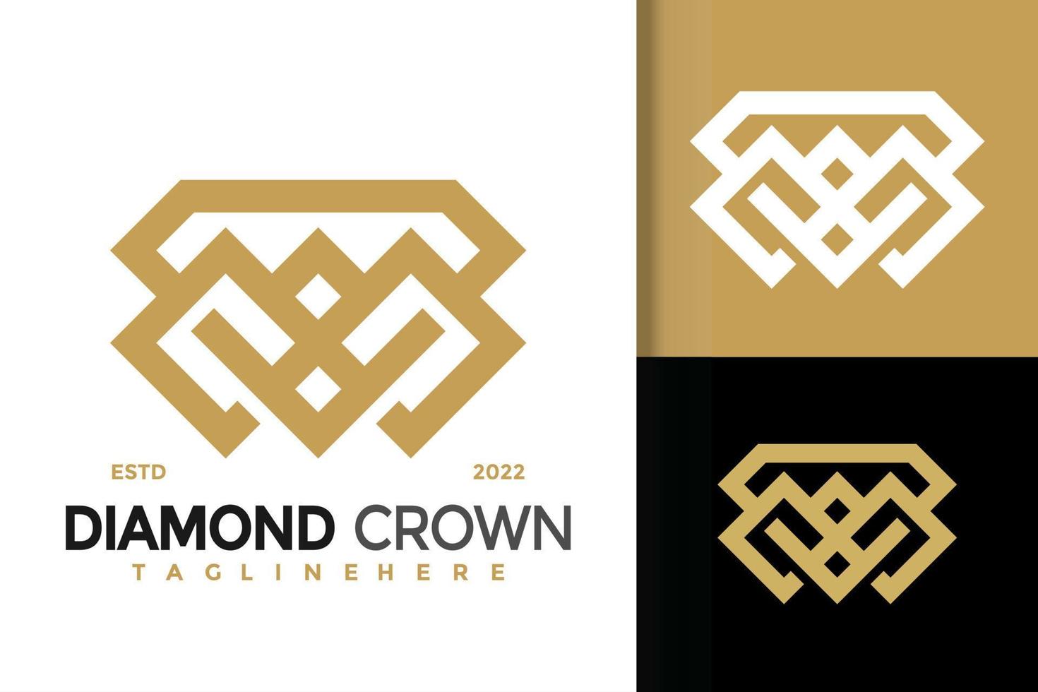 design del logo della corona di diamanti, vettore dei loghi dell'identità del marchio, logo moderno, modello di illustrazione vettoriale dei disegni del logo