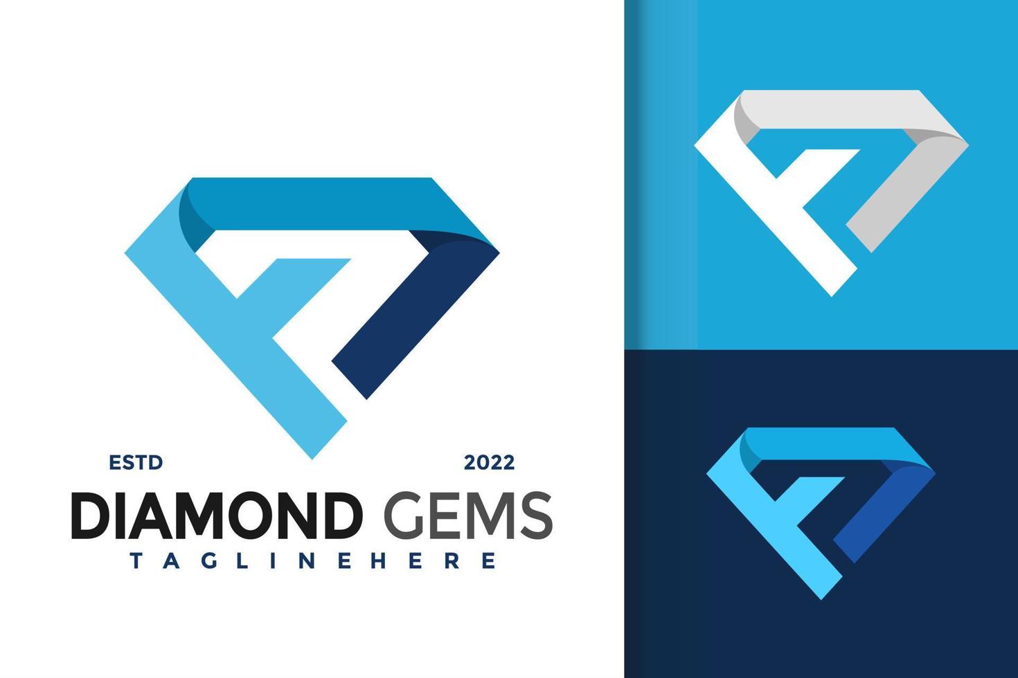 disegno del logo del diamante della lettera f, vettore dei loghi dell'identità del marchio, logo moderno, modello di illustrazione vettoriale dei disegni del logo