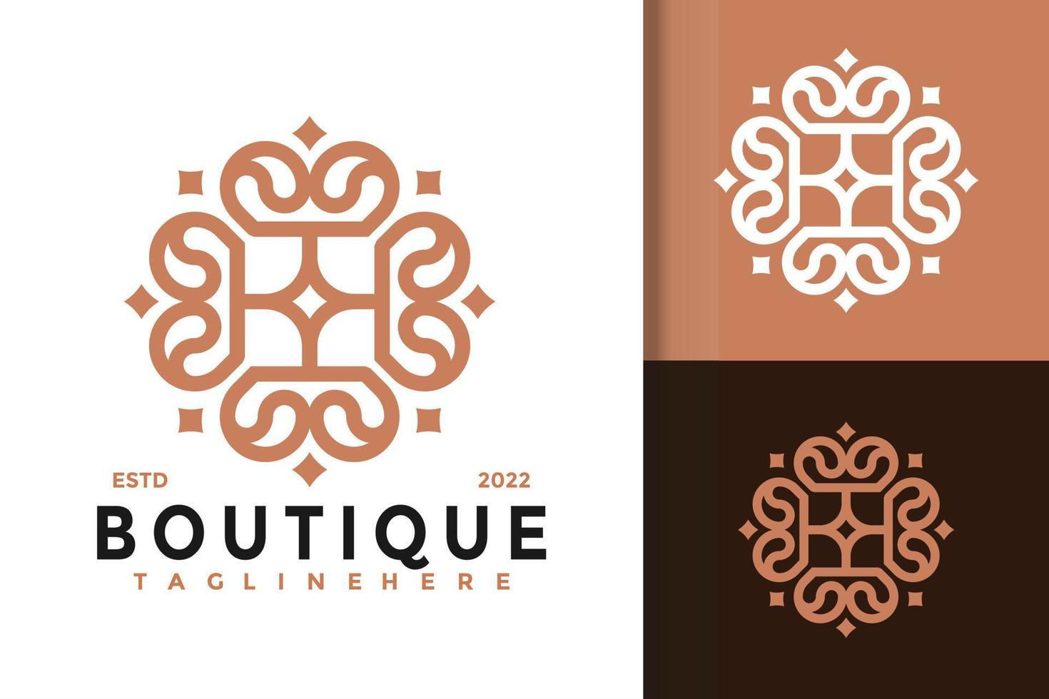 elegante design del logo dell'ornamento della boutique, vettore dei loghi dell'identità del marchio, logo moderno, modello di illustrazione vettoriale dei disegni del logo
