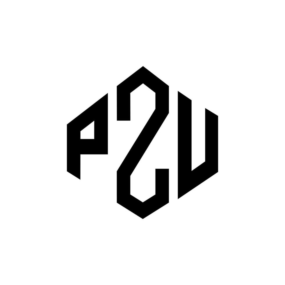 disegno del logo della lettera pzu con forma poligonale. disegno del logo a forma di poligono e cubo pzu. pzu esagono logo modello vettoriale colori bianco e nero. pzu monogramma, logo aziendale e immobiliare.