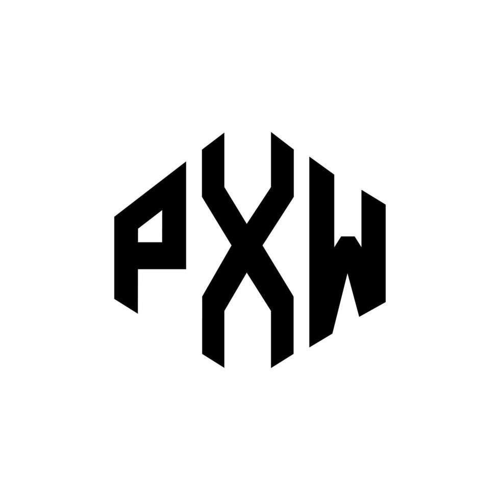 design del logo della lettera pxw con forma poligonale. design del logo a forma di poligono e cubo pxw. pxw modello di logo vettoriale esagonale colori bianco e nero. monogramma pxw, logo aziendale e immobiliare.