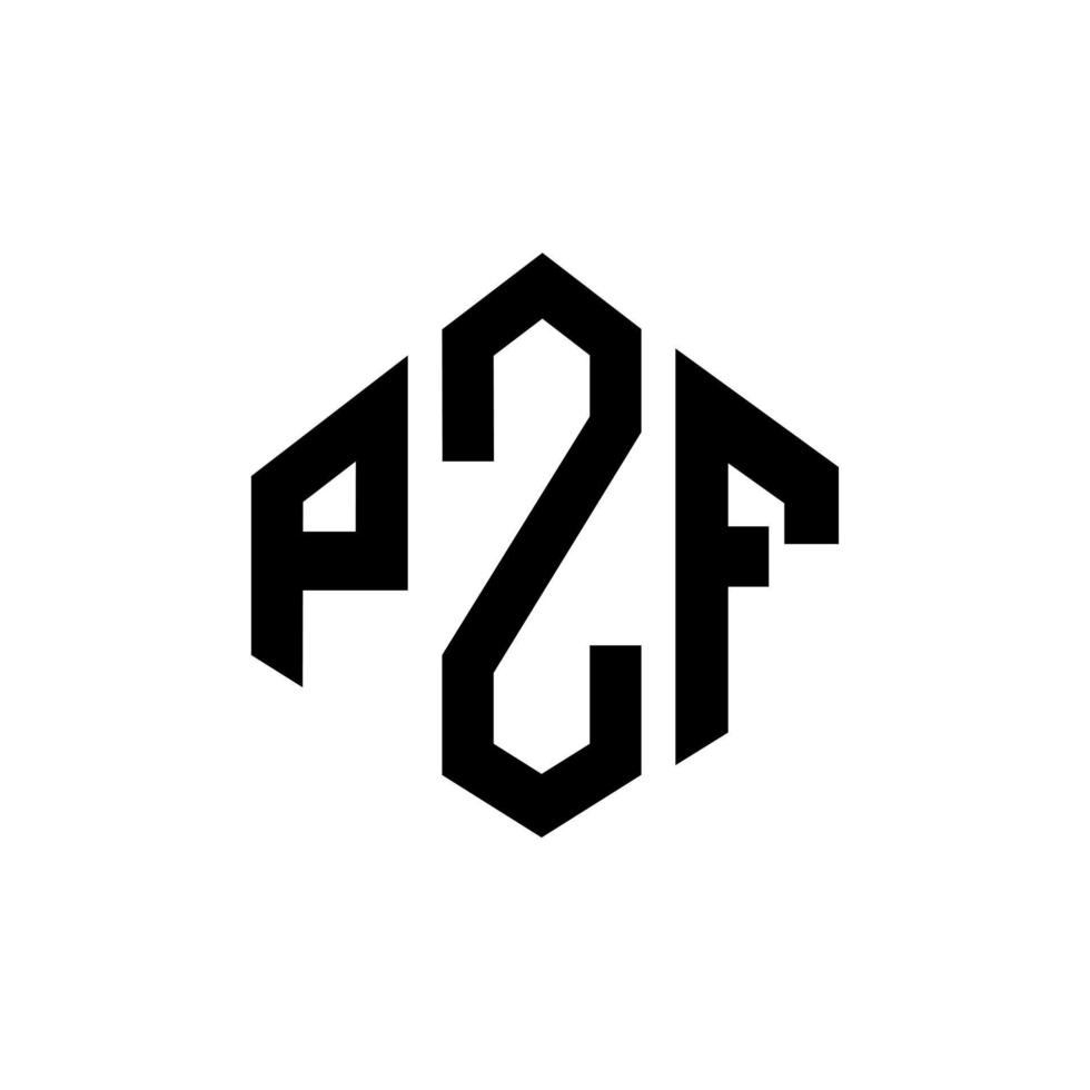 design del logo della lettera pzf con forma poligonale. pzf poligono e design del logo a forma di cubo. pzf modello di logo vettoriale esagonale colori bianco e nero. monogramma pzf, logo aziendale e immobiliare.