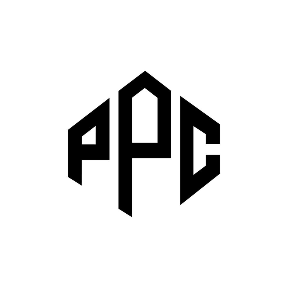 design del logo della lettera ppc con forma poligonale. poligono ppc e design del logo a forma di cubo. ppc esagono vettore logo modello colori bianco e nero. monogramma ppc, logo aziendale e immobiliare.
