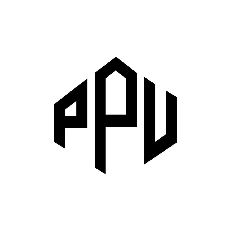 design del logo della lettera ppu con forma poligonale. design del logo a forma di poligono e cubo ppu. modello di logo vettoriale esagonale ppu colori bianco e nero. monogramma ppu, logo aziendale e immobiliare.