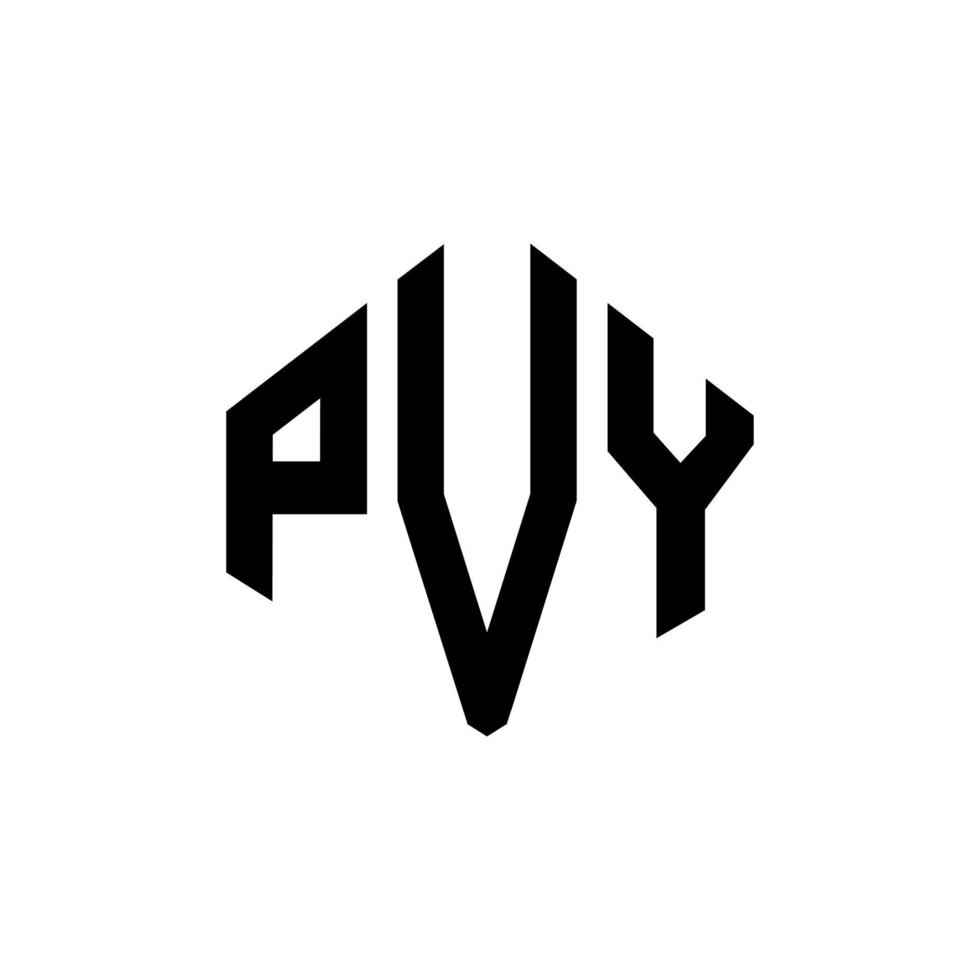 design del logo della lettera pvy con forma poligonale. poligono pvy e design del logo a forma di cubo. modello di logo vettoriale esagonale pvy colori bianco e nero. monogramma pvy, logo aziendale e immobiliare.
