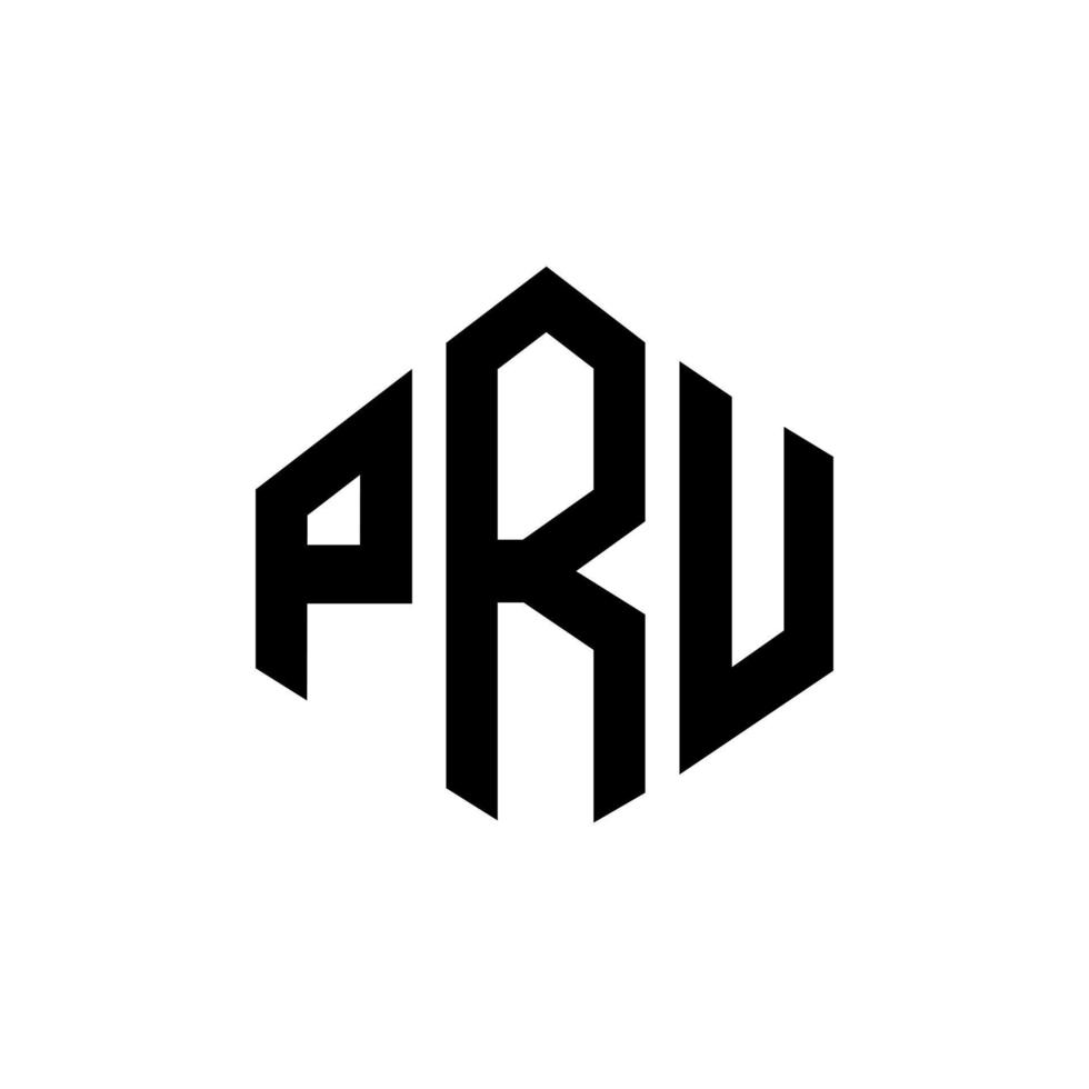 pru lettera logo design con forma poligonale. design del logo a forma di poligono e cubo pru. pru esagono vector logo modello colori bianco e nero. pru monogramma, logo aziendale e immobiliare.