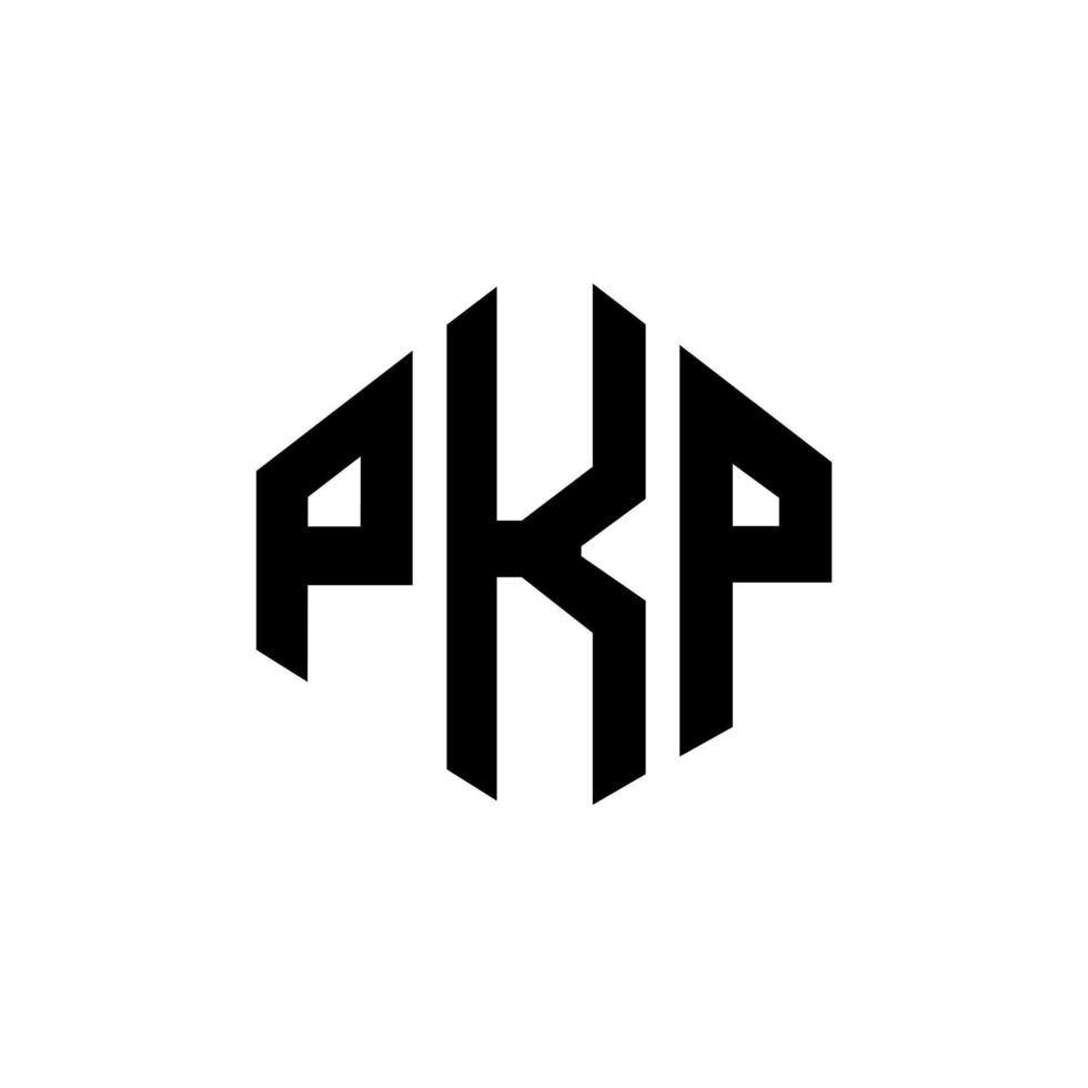 design del logo della lettera pkp con forma poligonale. pkp poligono e design del logo a forma di cubo. pkp esagono logo modello vettoriale colori bianco e nero. monogramma pkp, logo aziendale e immobiliare.