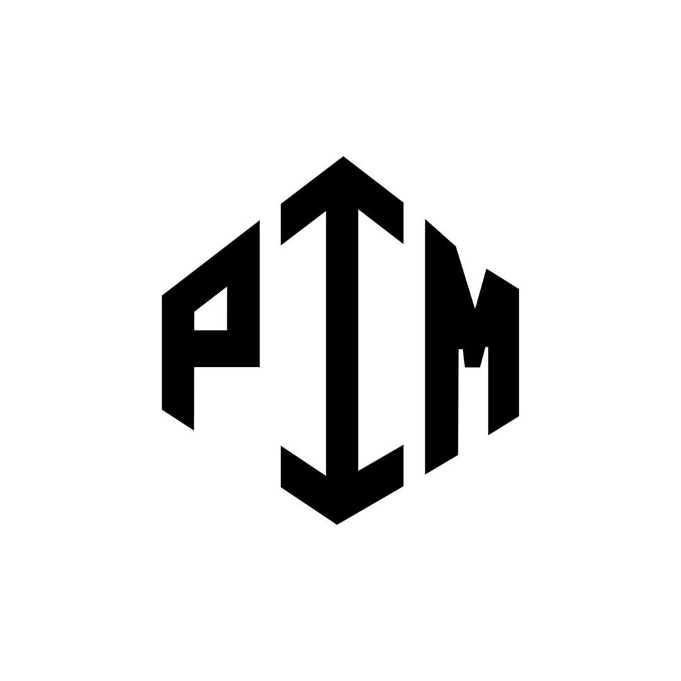 design del logo della lettera pim con forma poligonale. pim poligono e design del logo a forma di cubo. pim esagono logo modello vettoriale colori bianco e nero. monogramma pim, logo aziendale e immobiliare.