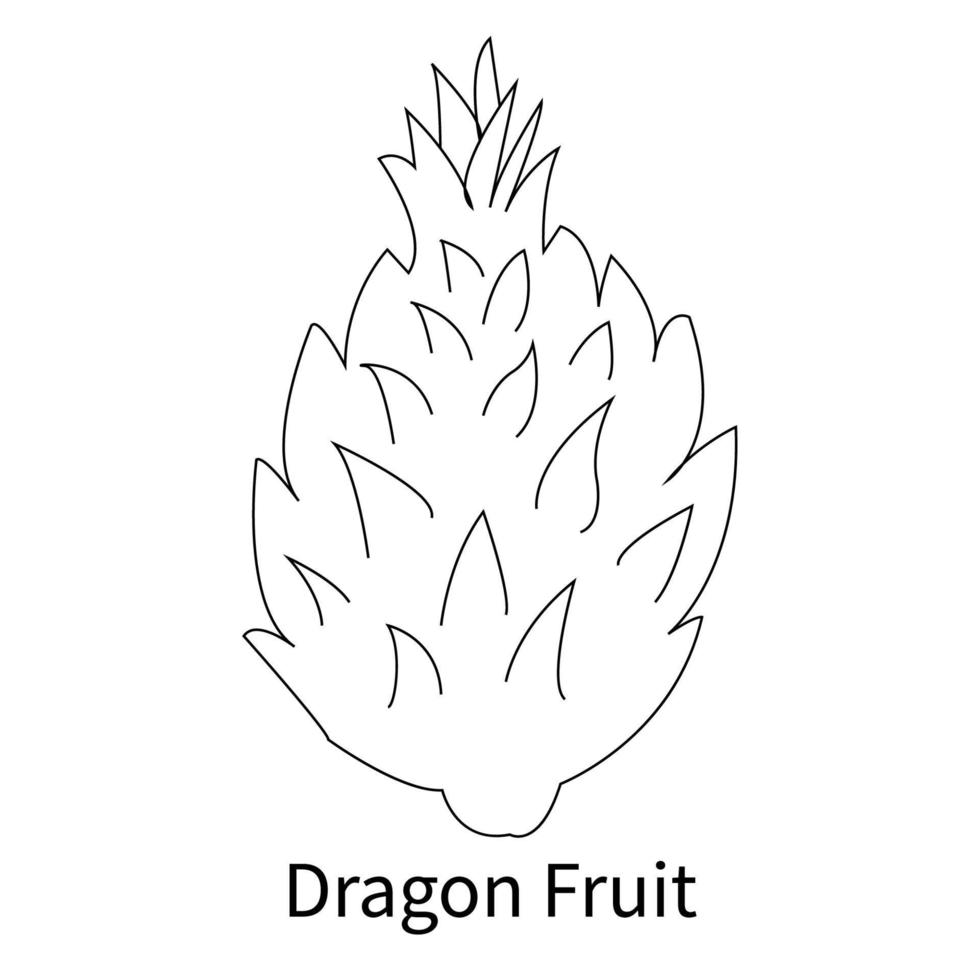 Disegni da colorare di frutta facile per bambini e frutta del drago vettore