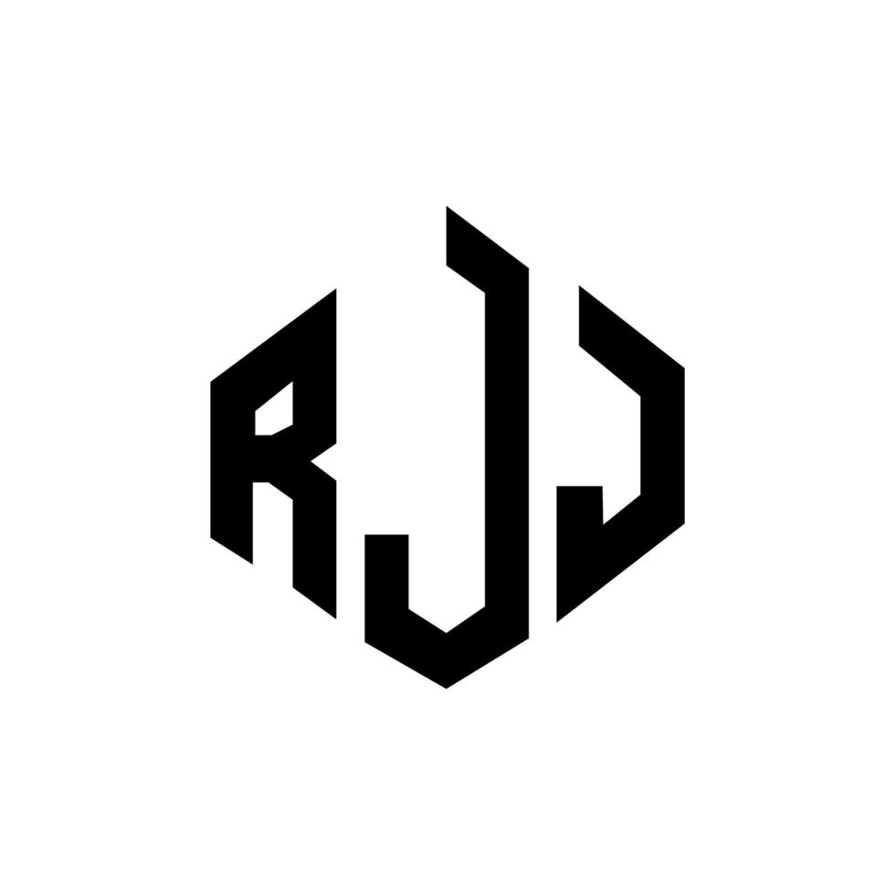 design del logo della lettera rjj con forma poligonale. rjj poligono e design del logo a forma di cubo. rjj esagono logo modello vettoriale colori bianco e nero. monogramma rjj, logo aziendale e immobiliare.