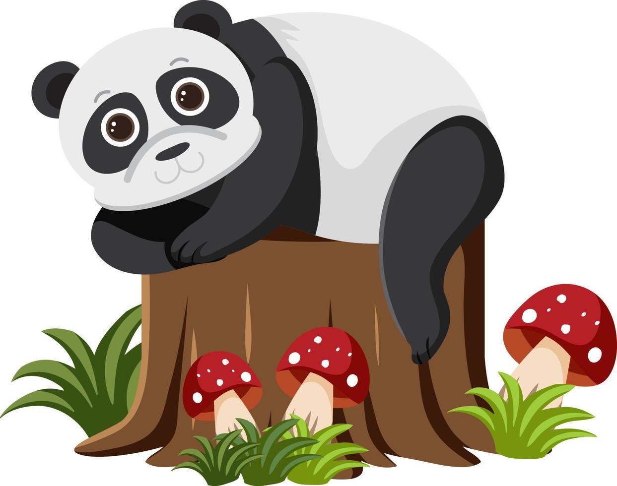 simpatico orso panda in stile cartone animato piatto vettore