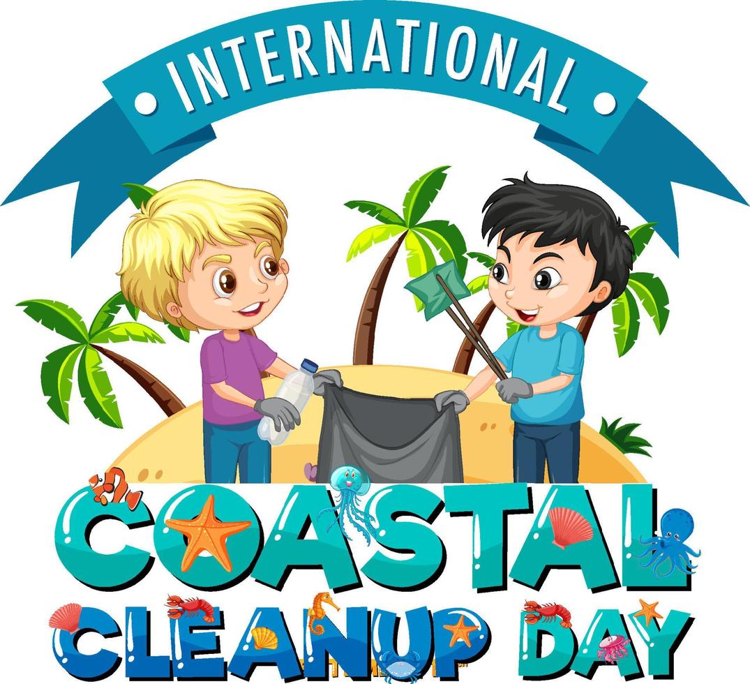 banner della giornata internazionale di pulizia costiera vettore