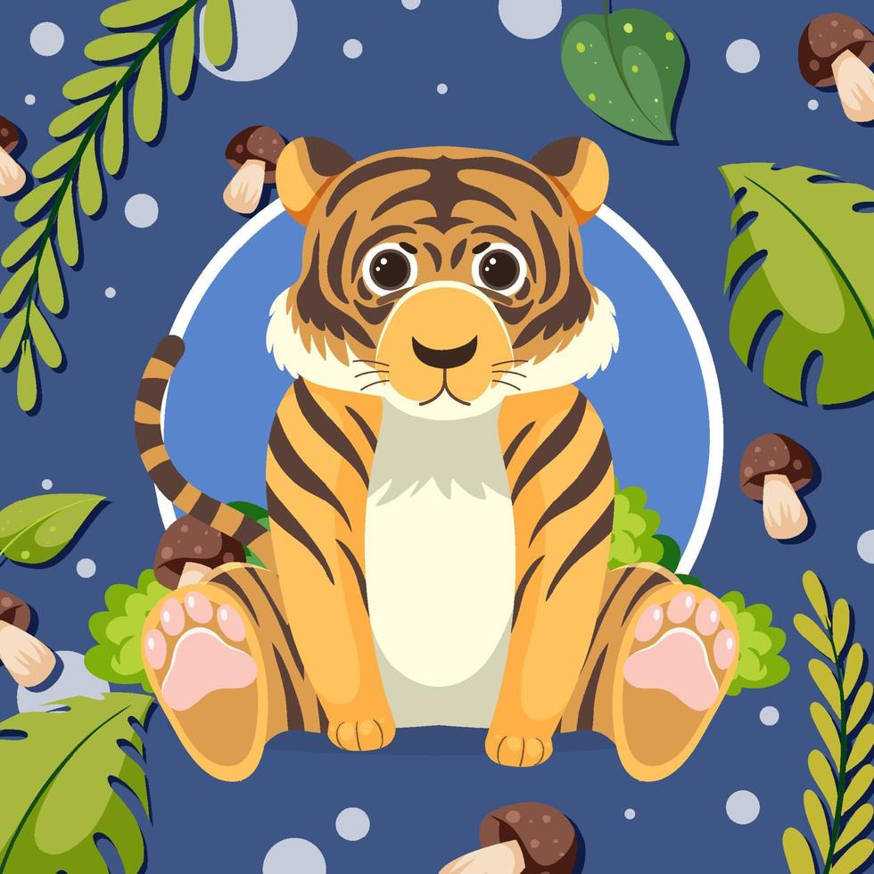 tigre carina in stile cartone animato piatto vettore