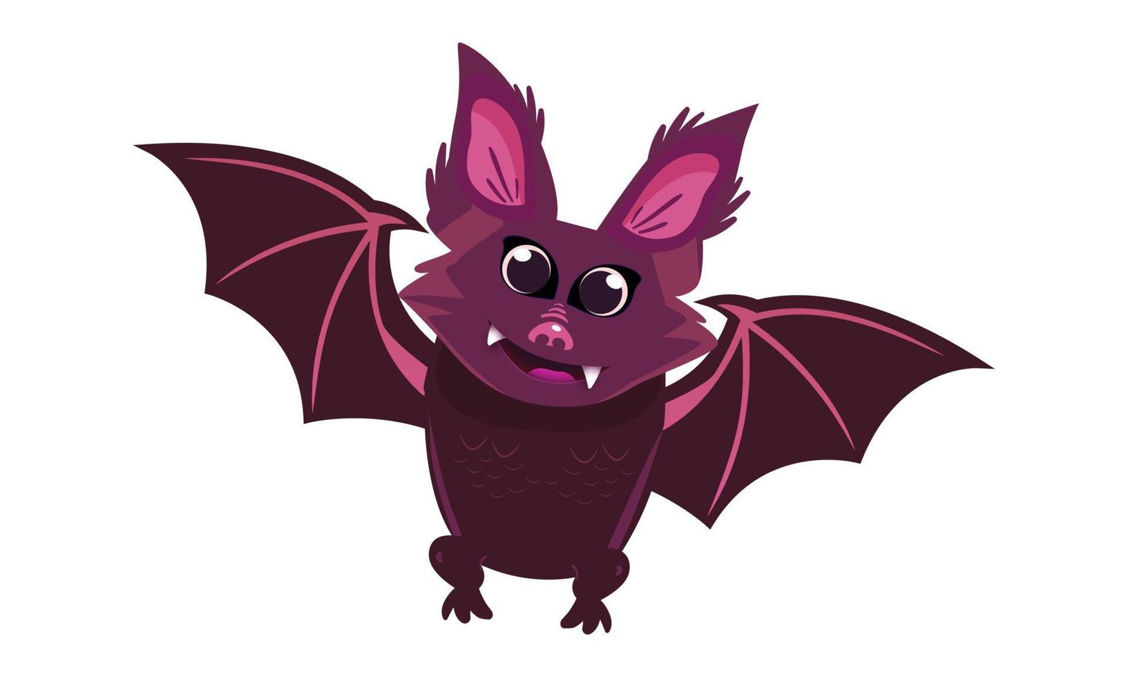 illustrazione del fumetto di vettore del carattere del pipistrello amichevole felice. illustrazione vettoriale di uno straordinario simpatico cartone animato pipistrello su sfondo bianco