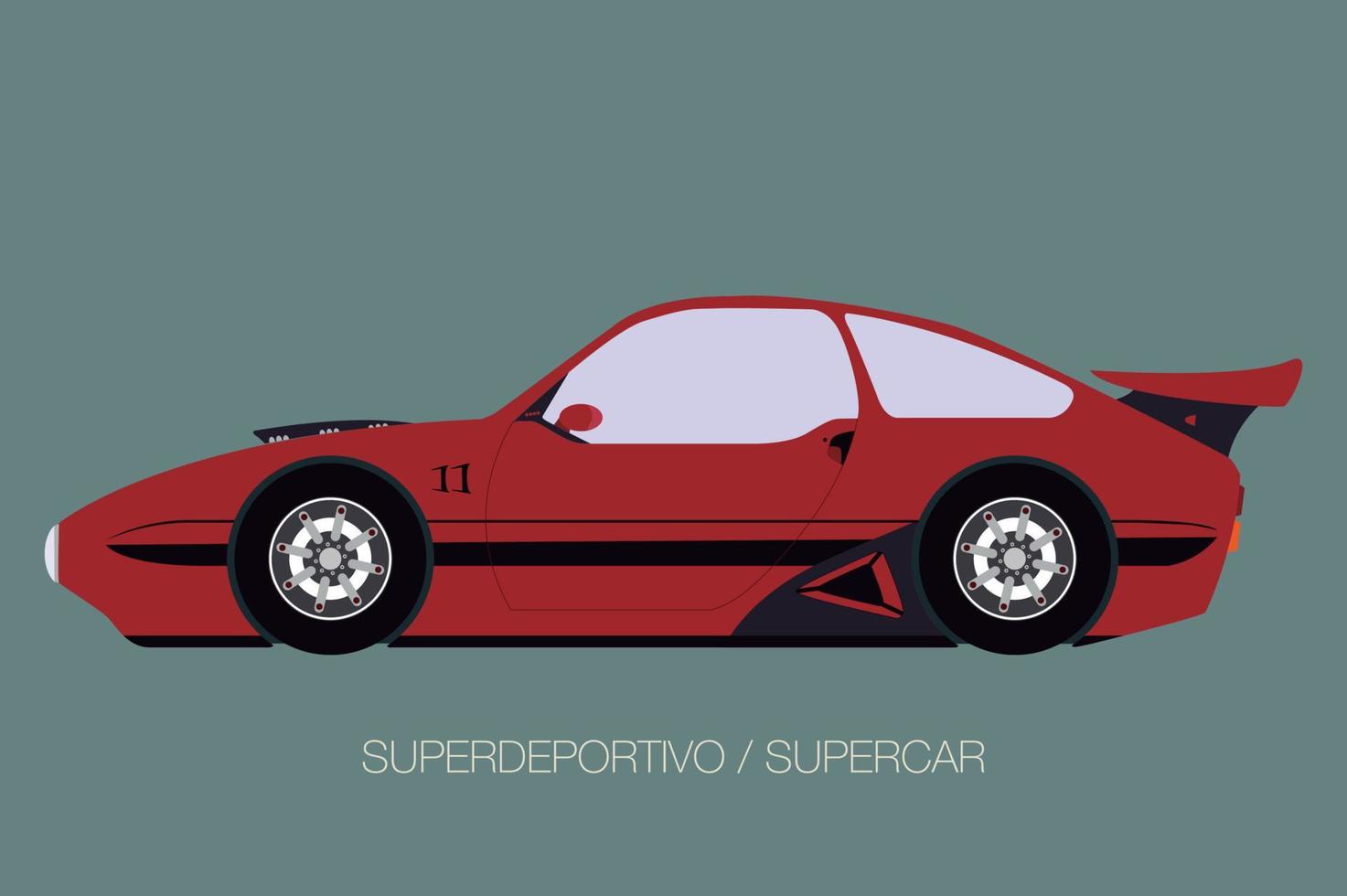 macchina classica. vista laterale auto. illustrazione vettoriale di auto da corsa rossa