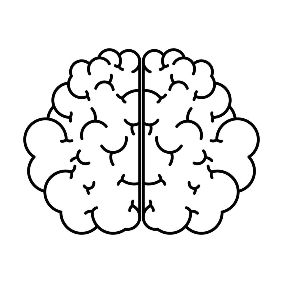 icona del cervello, contorno del cervello nero, vettore di illustrazione isolato su sfondo bianco.