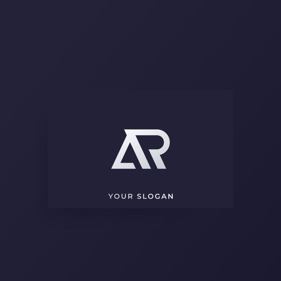 logo lettere ar, design monogramma vettoriale su una carta