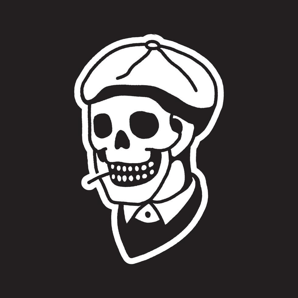 tatuaggio dell'illustrazione del cranio in stile mafioso vettore