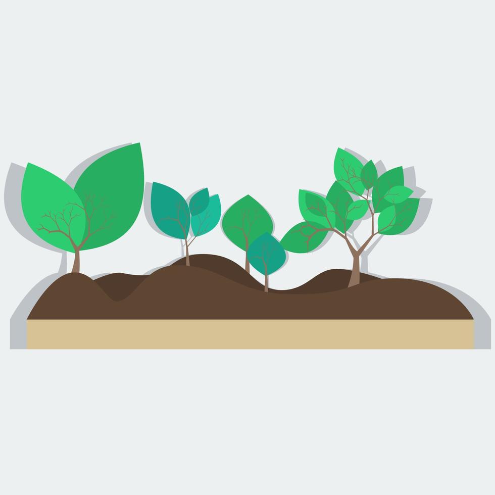 illustrazione vettoriale di piante in stile cartaceo modificabile in stile piatto per elemento aggiuntivo del web o prodotto stampato sull'ecologia o sul progetto artistico
