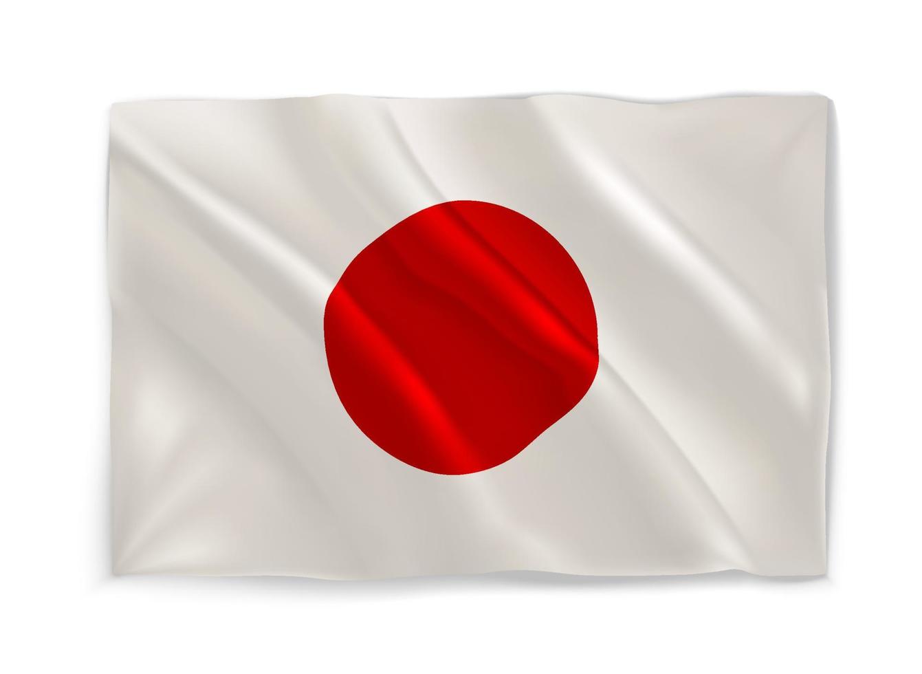 bandiera nazionale sventolante bianca e rossa del giappone. oggetto vettoriale 3d isolato su bianco