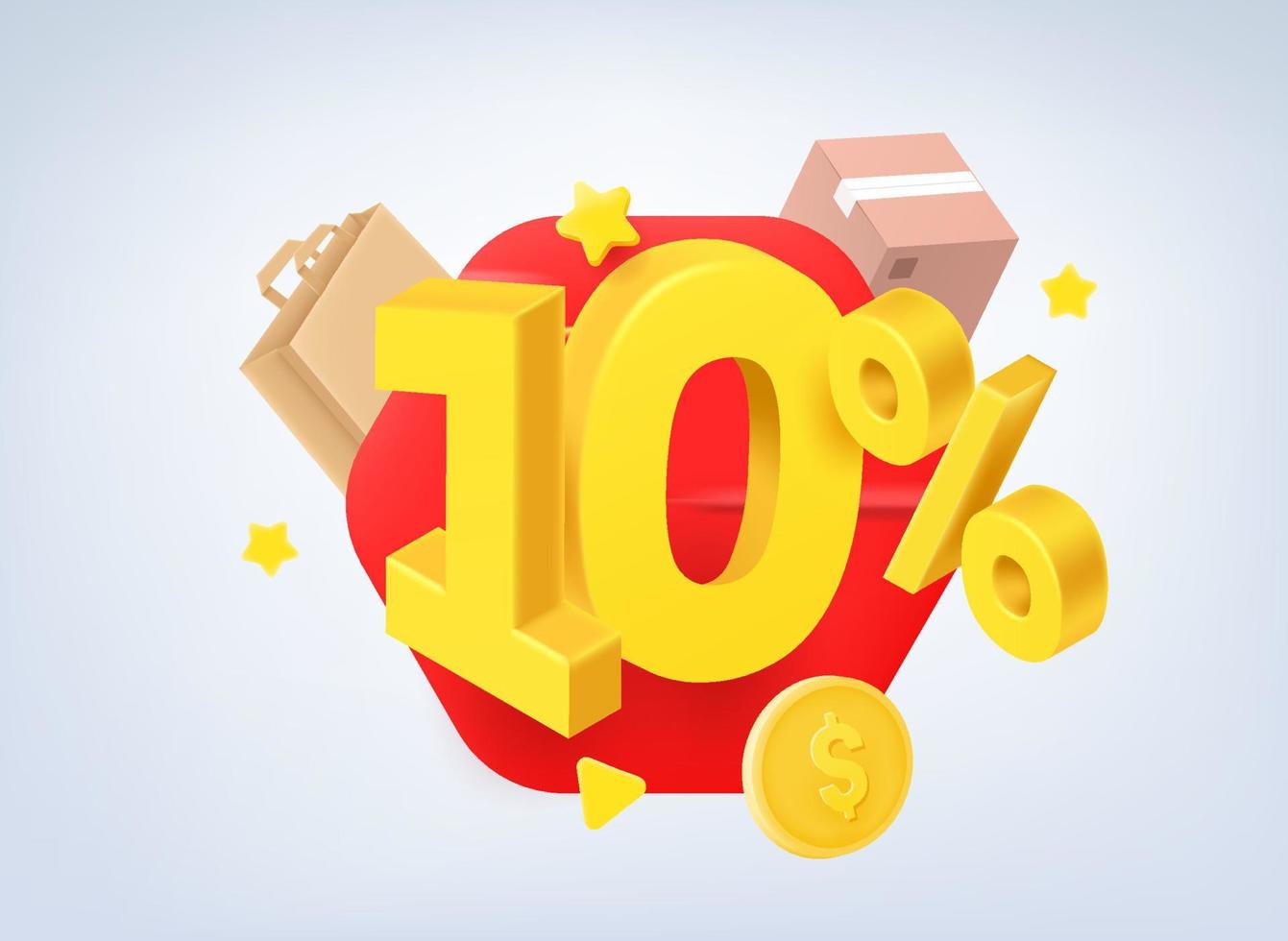 Concetto di vendita del 10 percento. illustrazione vettoriale 3d