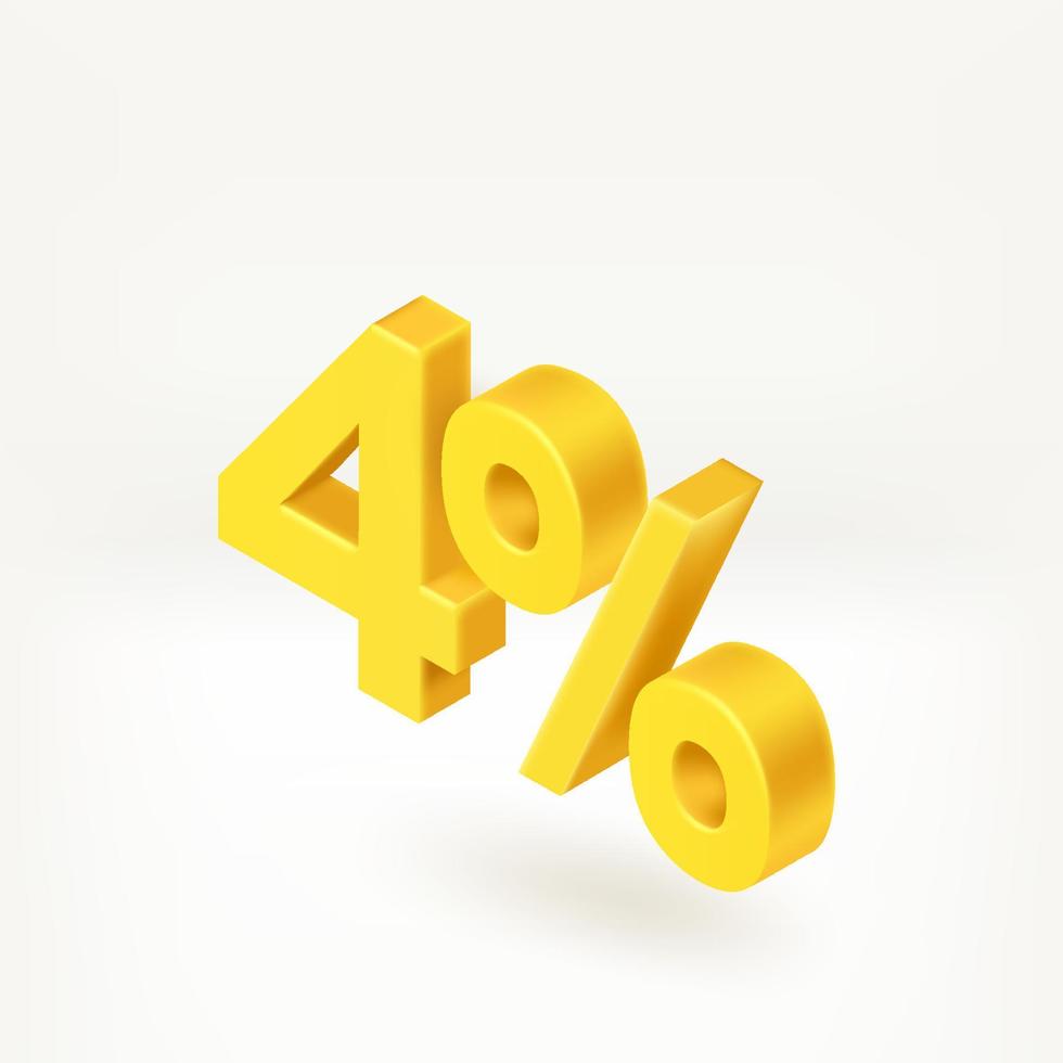 Concetto di sconto stagionale del 4%. etichetta isometrica 3d vettoriale