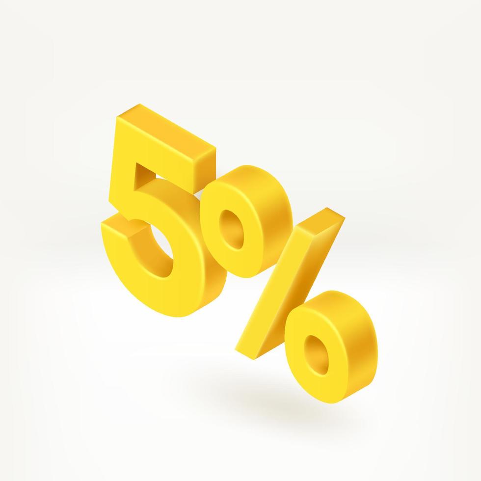 Concetto di sconto stagionale del 5%. etichetta isometrica 3d vettoriale