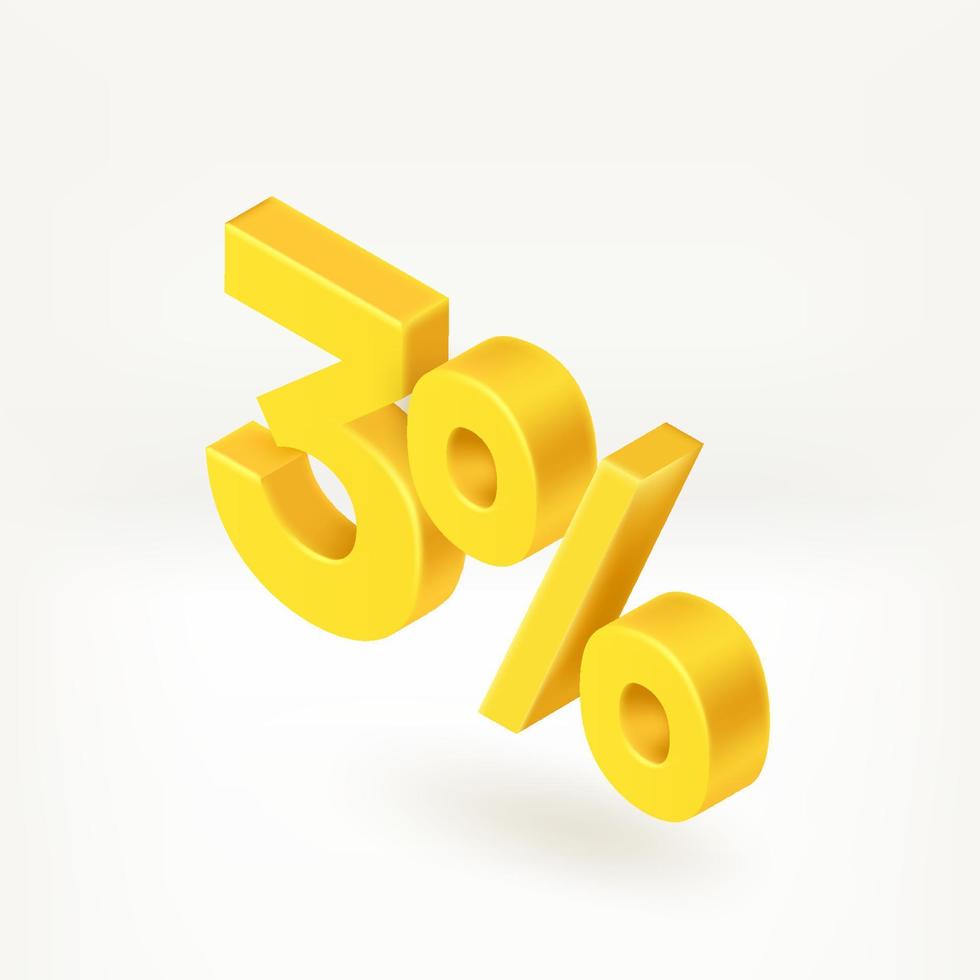 Concetto di sconto stagionale del 3%. etichetta isometrica 3d vettoriale