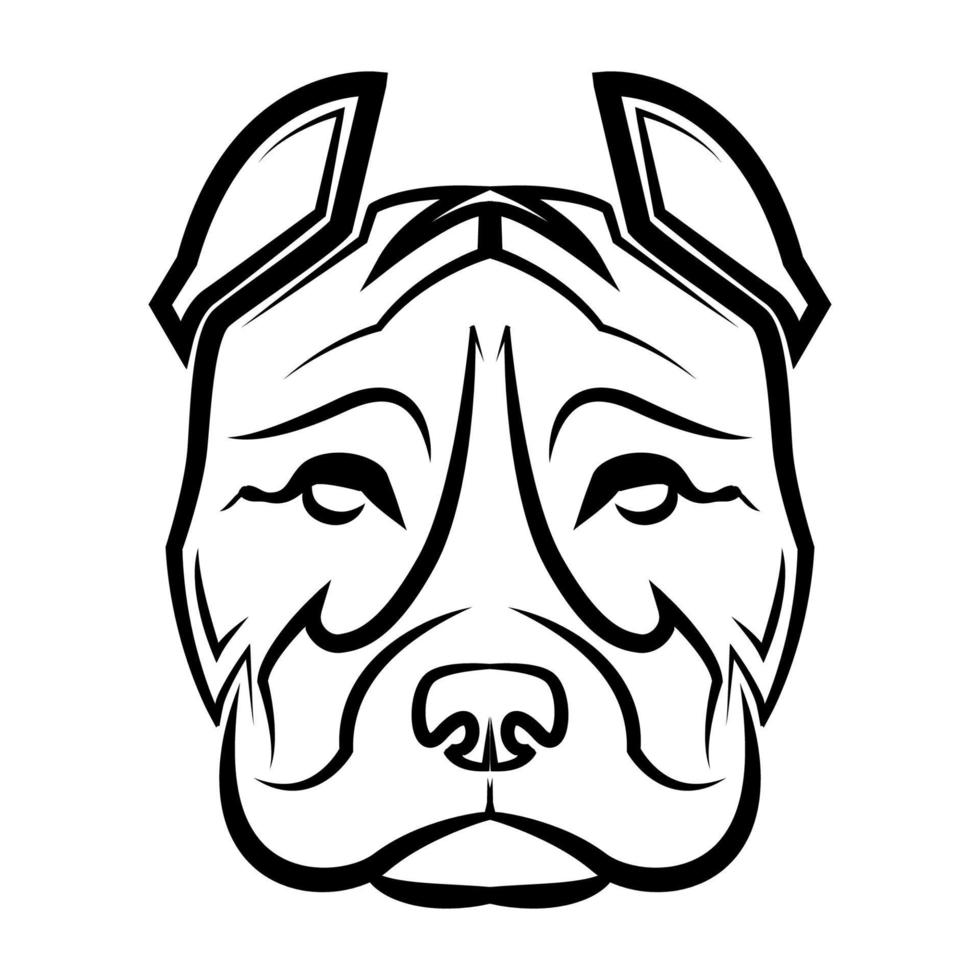 arte in bianco e nero della testa di cane pitbull. buon uso per il logo del design della maglietta del tatuaggio dell'avatar dell'icona della mascotte del simbolo o qualsiasi disegno vettore