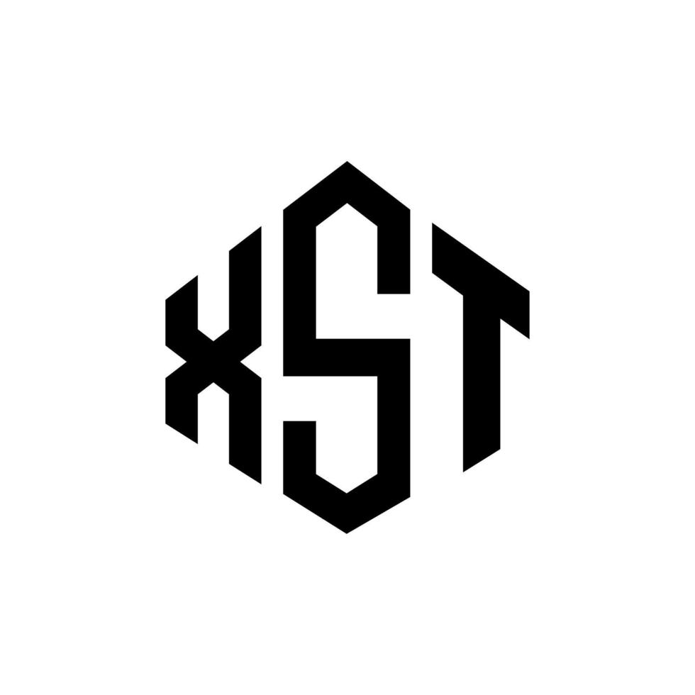 design del logo della lettera xst con forma poligonale. xst poligono e design del logo a forma di cubo. xst modello di logo vettoriale esagonale colori bianco e nero. xst monogramma, logo aziendale e immobiliare.