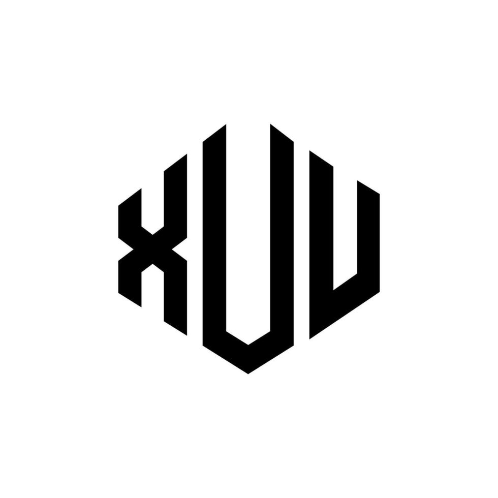 xuu lettera logo design con forma poligonale. xuu poligono e design del logo a forma di cubo. xuu esagono logo modello vettoriale colori bianco e nero. xuu monogramma, logo aziendale e immobiliare.