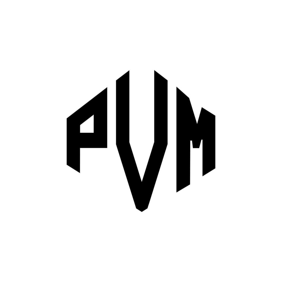 design del logo della lettera pvm con forma poligonale. design del logo a forma di poligono e cubo pvm. modello di logo vettoriale esagonale pvm colori bianco e nero. monogramma pvm, logo aziendale e immobiliare.