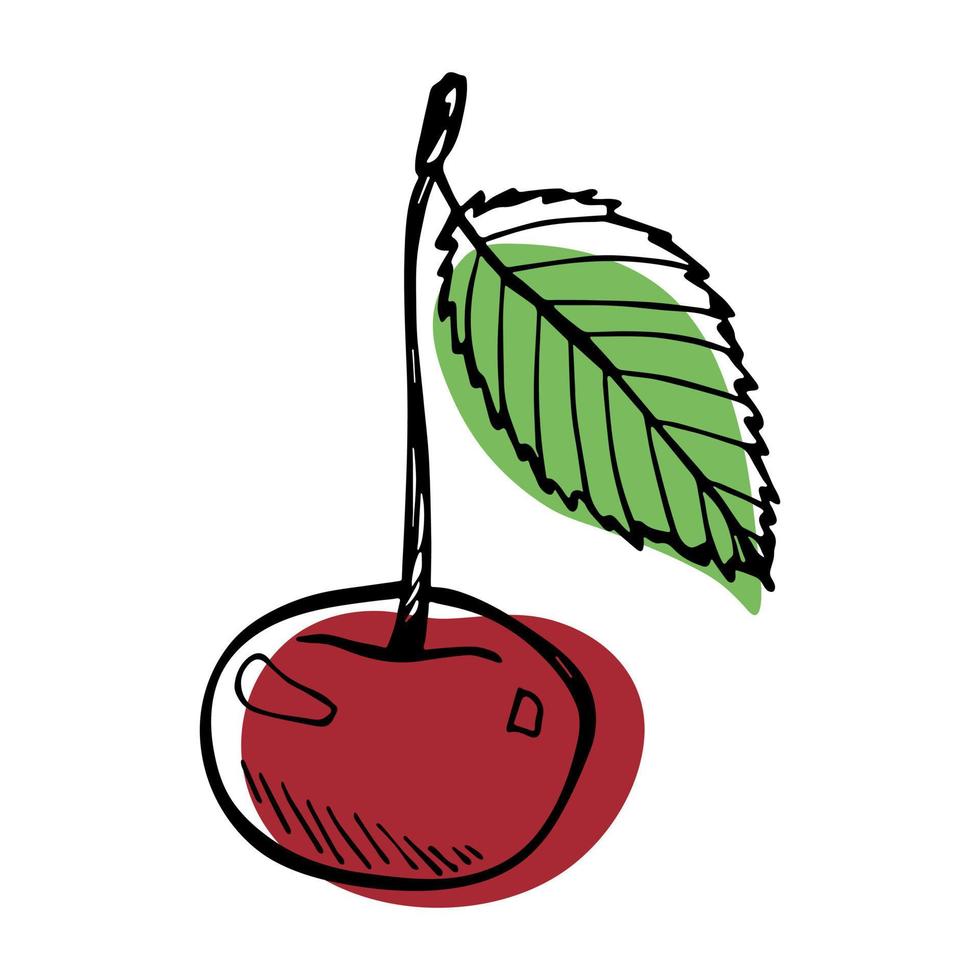 clipart di ciliegia vettoriale. icona di bacca disegnata a mano. illustrazione di frutta vettore